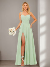 A Line/Princess Chiffon Square Neckline Sleeveless Floor-Length Bridesmaid Dresses