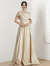 A-Line/Princess High Neck Floor-length Prom Dresses Evening Dresses