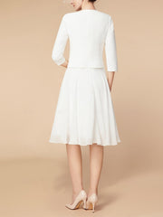 A-Line/Princess 3/4 Length Sleeve Knee Length Mother of the Bride Dresses with Wraps