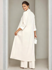 3 Pieces Square-Neck Ankle Length Mother of the Bride Pantsuits with Jacket & Appliques Lace