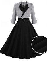 A-Line/Princess 1950s V-Neck Long Sleeves Vintage Dresses with Belt