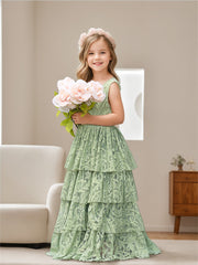 A-line Lace Tulle Floor-length Toddler Flower Girl Dress