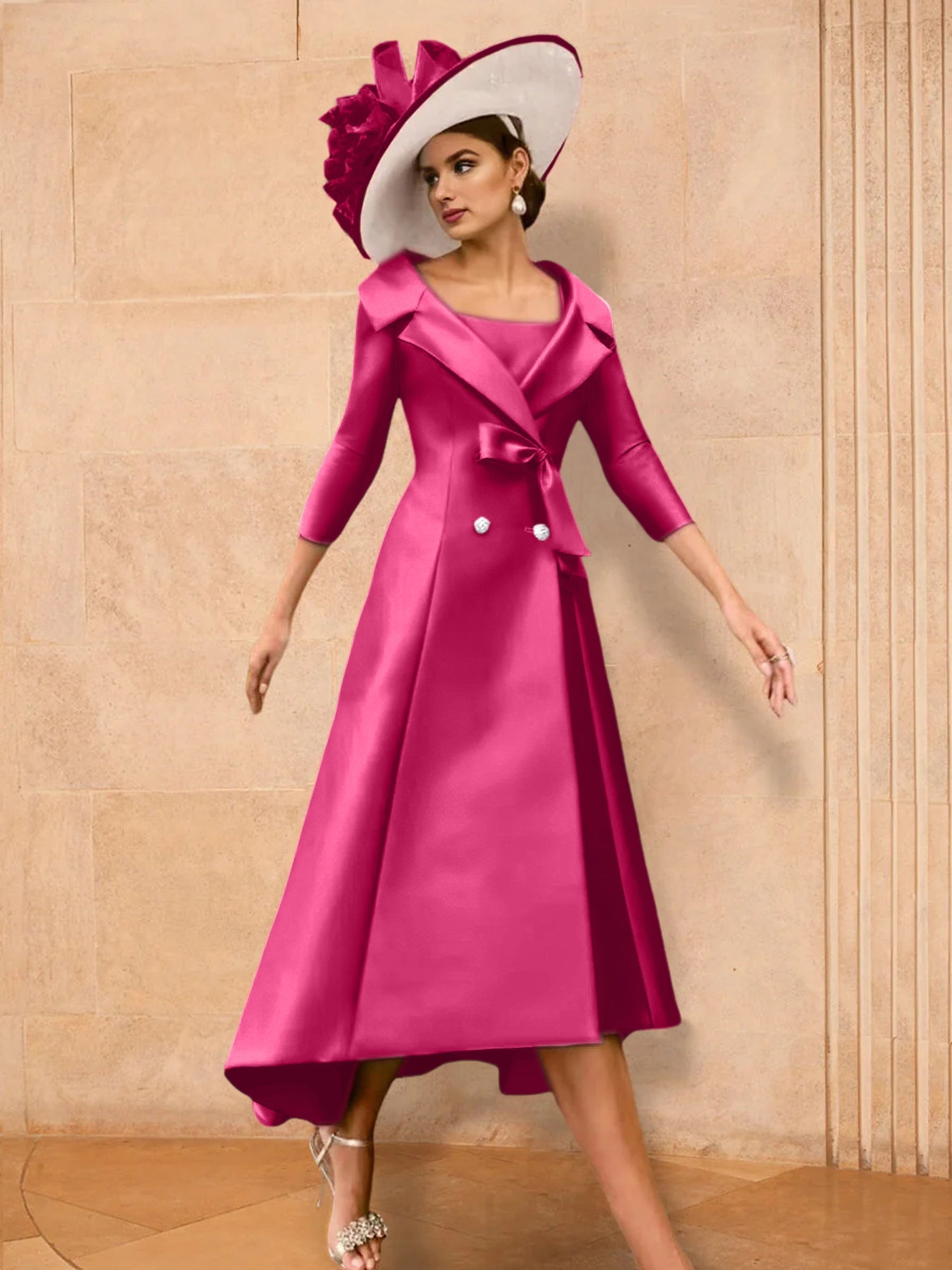 2 Pieces A-Line/Princess Long Sleeves Mother of the Bride Dresses with Bowknot
