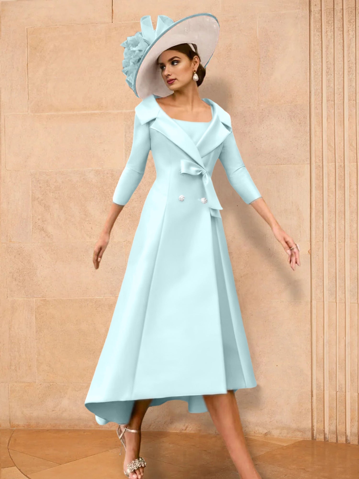 2 Pieces A-Line/Princess Long Sleeves Mother of the Bride Dresses with Bowknot