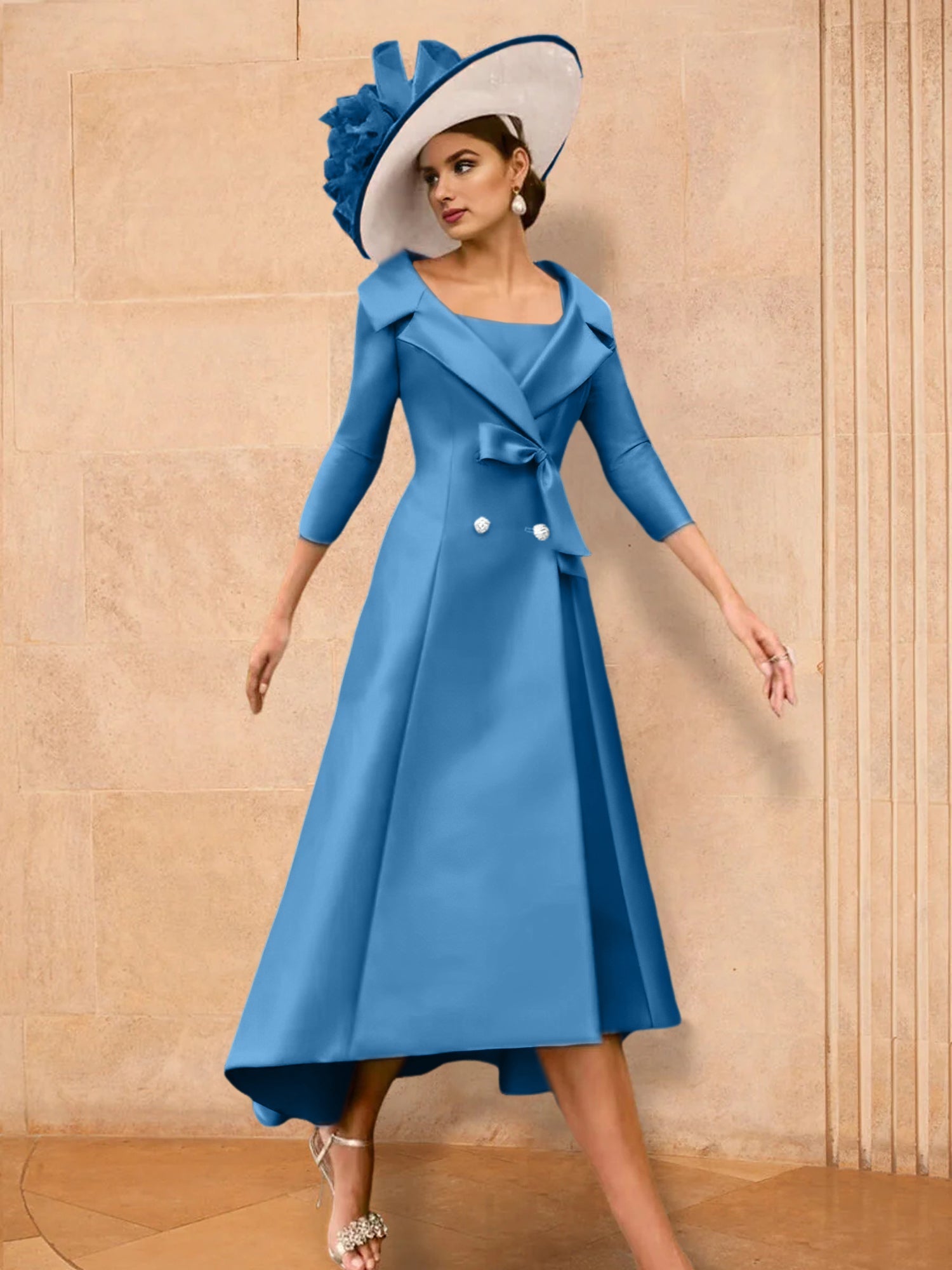 2 Pieces A-Line/Princess Long Sleeves Mother of the Bride Dresses with Bowknot