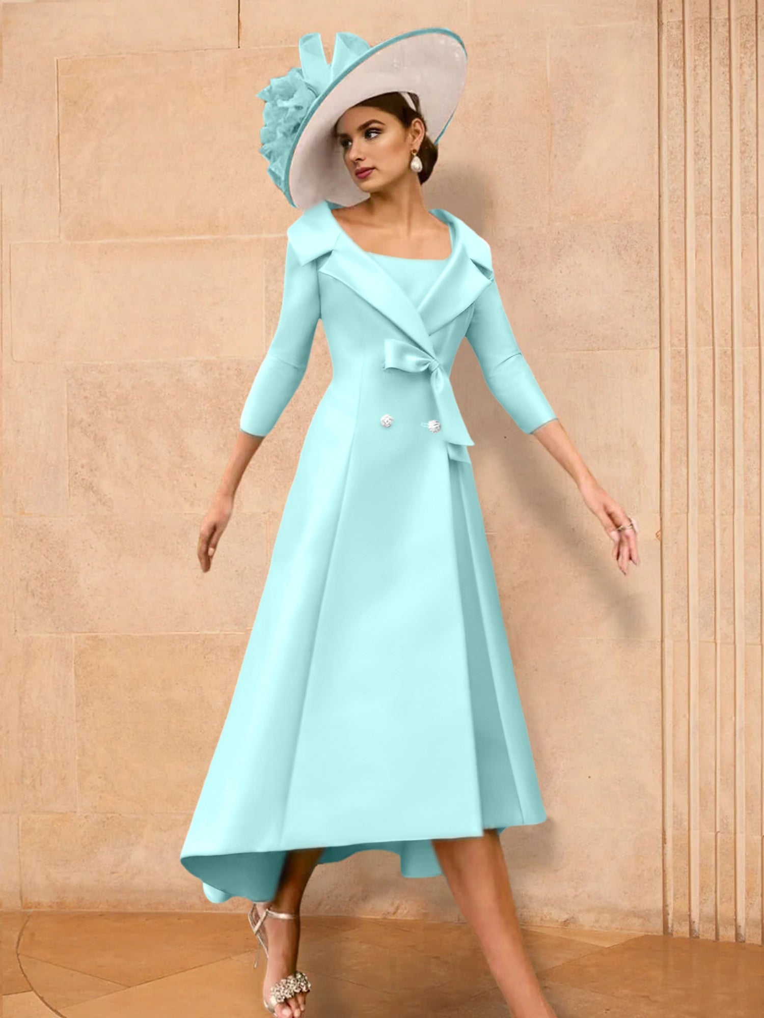 2 Pieces A-Line/Princess Long Sleeves Mother of the Bride Dresses with Bowknot