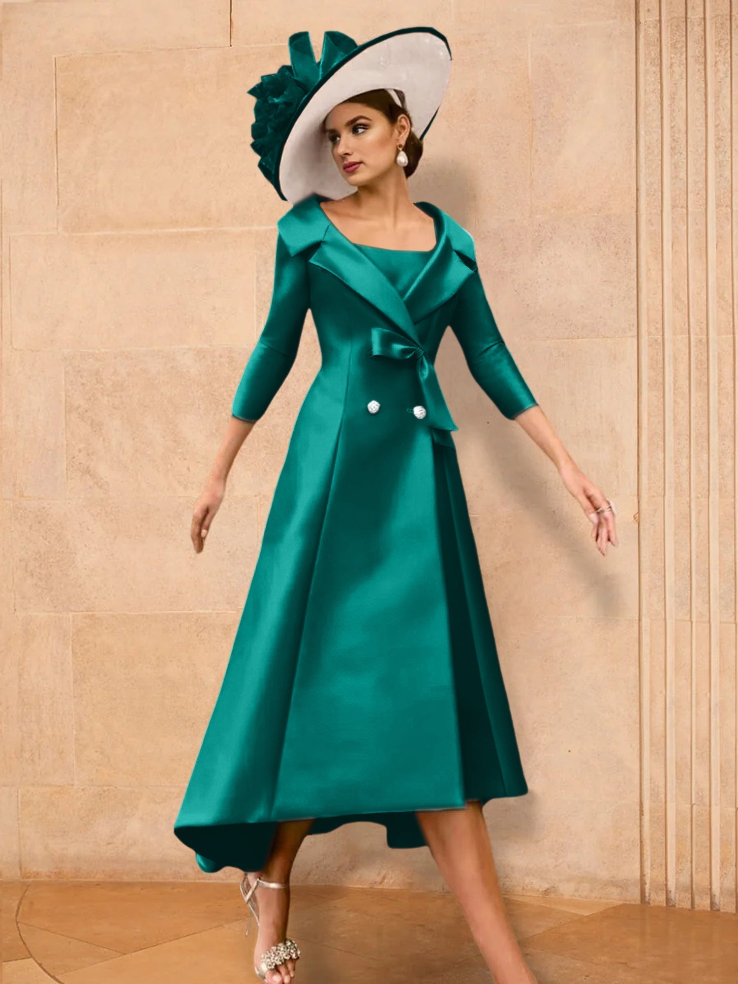 2 Pieces A-Line/Princess Long Sleeves Mother of the Bride Dresses with Bowknot