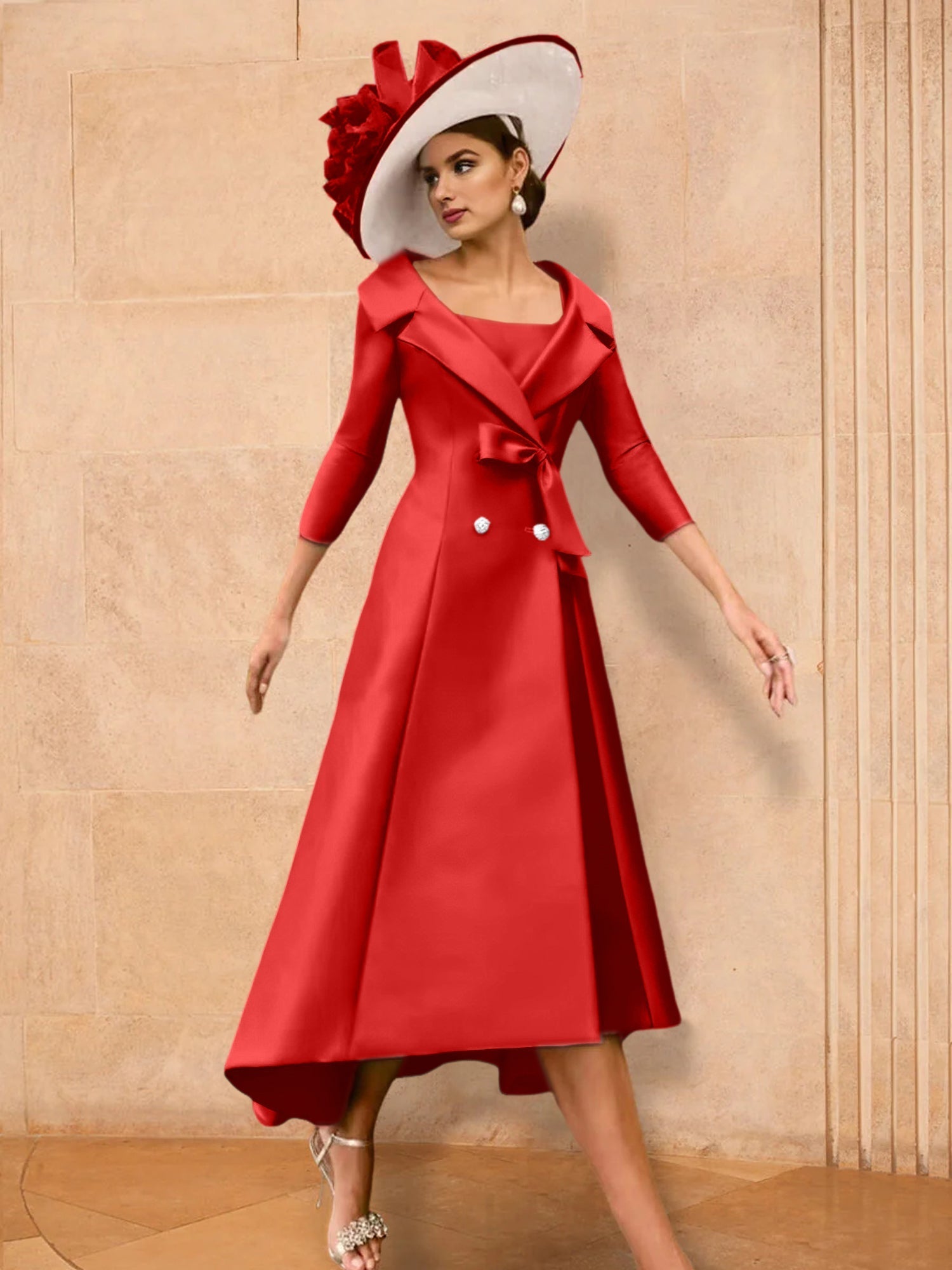 2 Pieces A-Line/Princess Long Sleeves Mother of the Bride Dresses with Bowknot