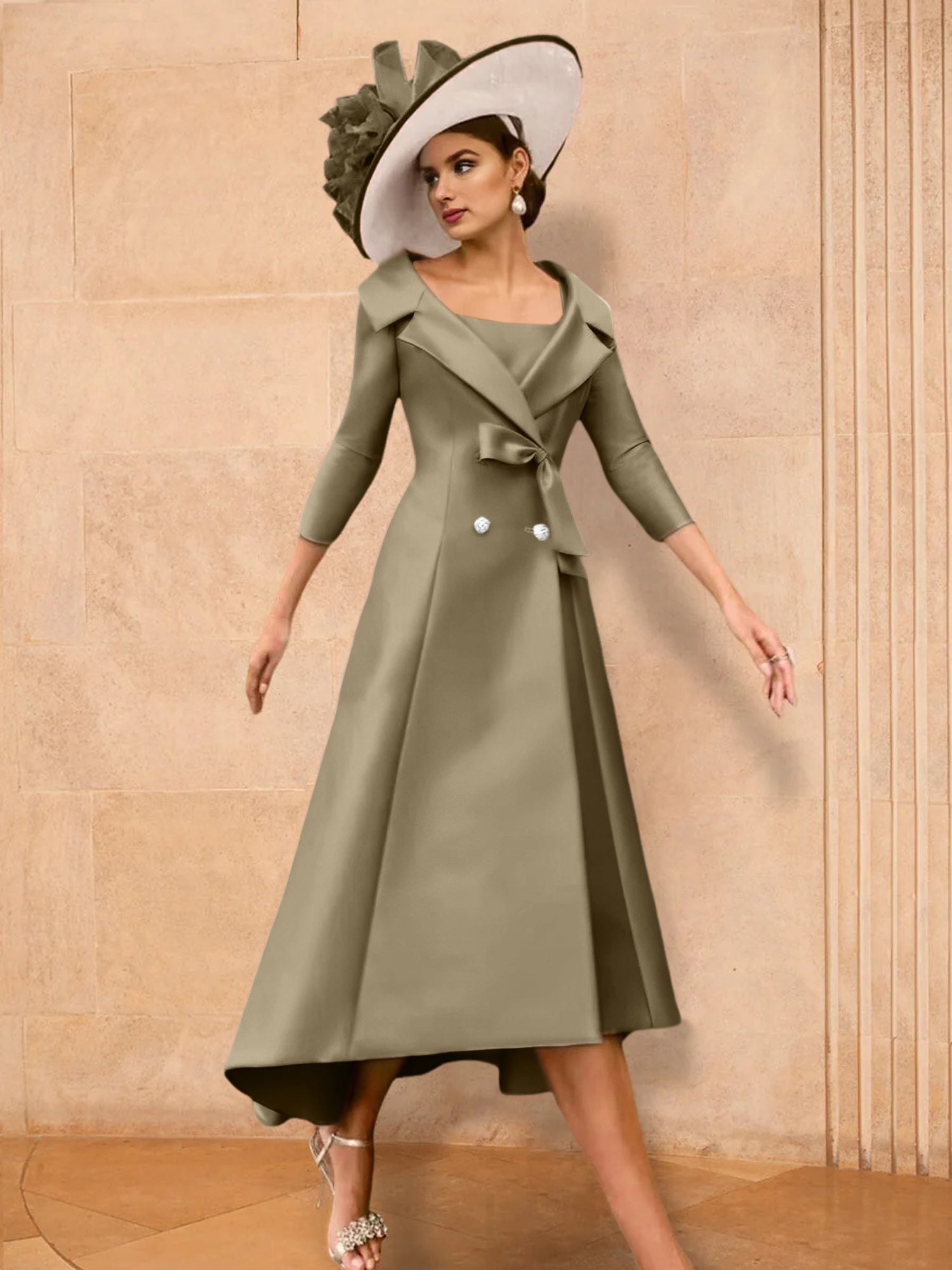 2 Pieces A-Line/Princess Long Sleeves Mother of the Bride Dresses with Bowknot