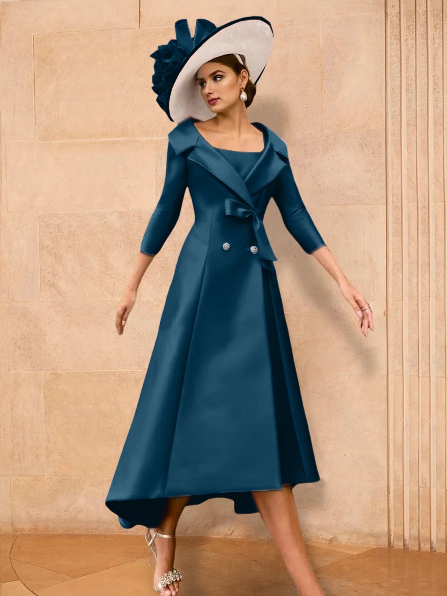 2 Pieces A-Line/Princess Long Sleeves Mother of the Bride Dresses with Bowknot