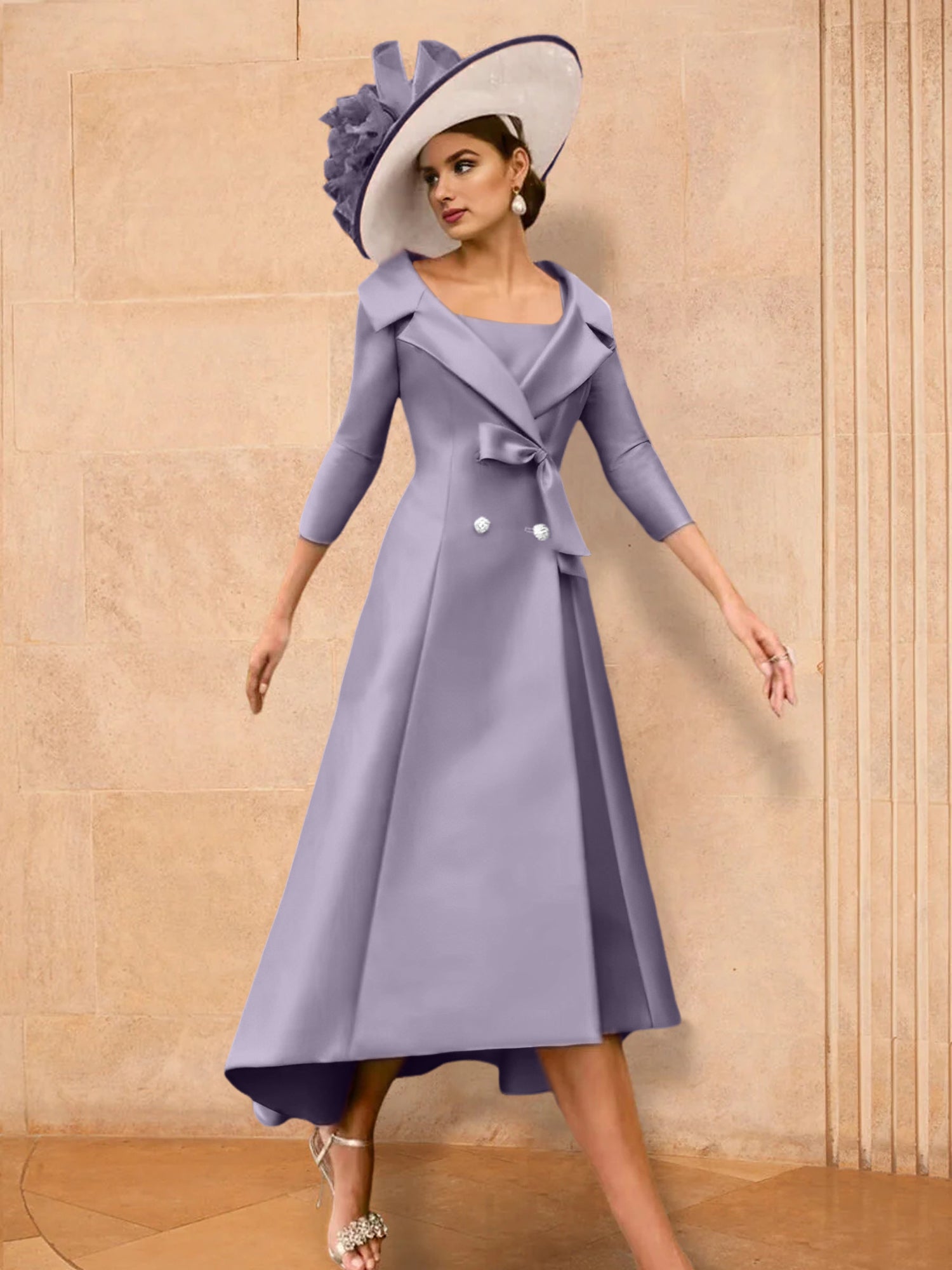 2 Pieces A-Line/Princess Long Sleeves Mother of the Bride Dresses with Bowknot