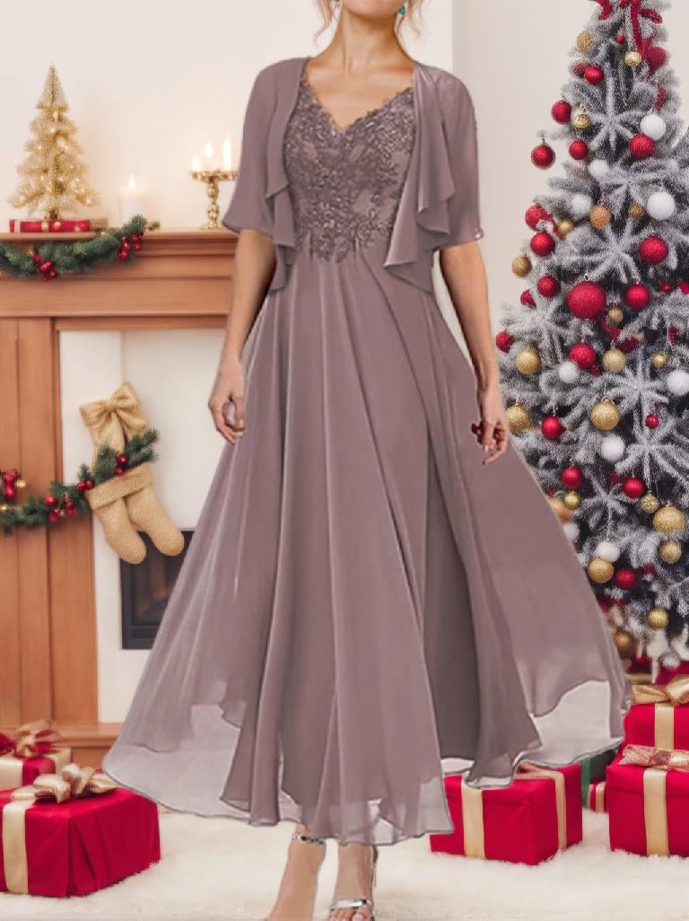 A-Line/Princess  Short Sleeves Jacket Dresses Mother Of The Bride Dresses