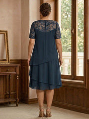 2 Pieces A-Line Scoop Chiffon Plus Size Mother of the Bride Dresses Sleeveless Knee-Length with Ruffles